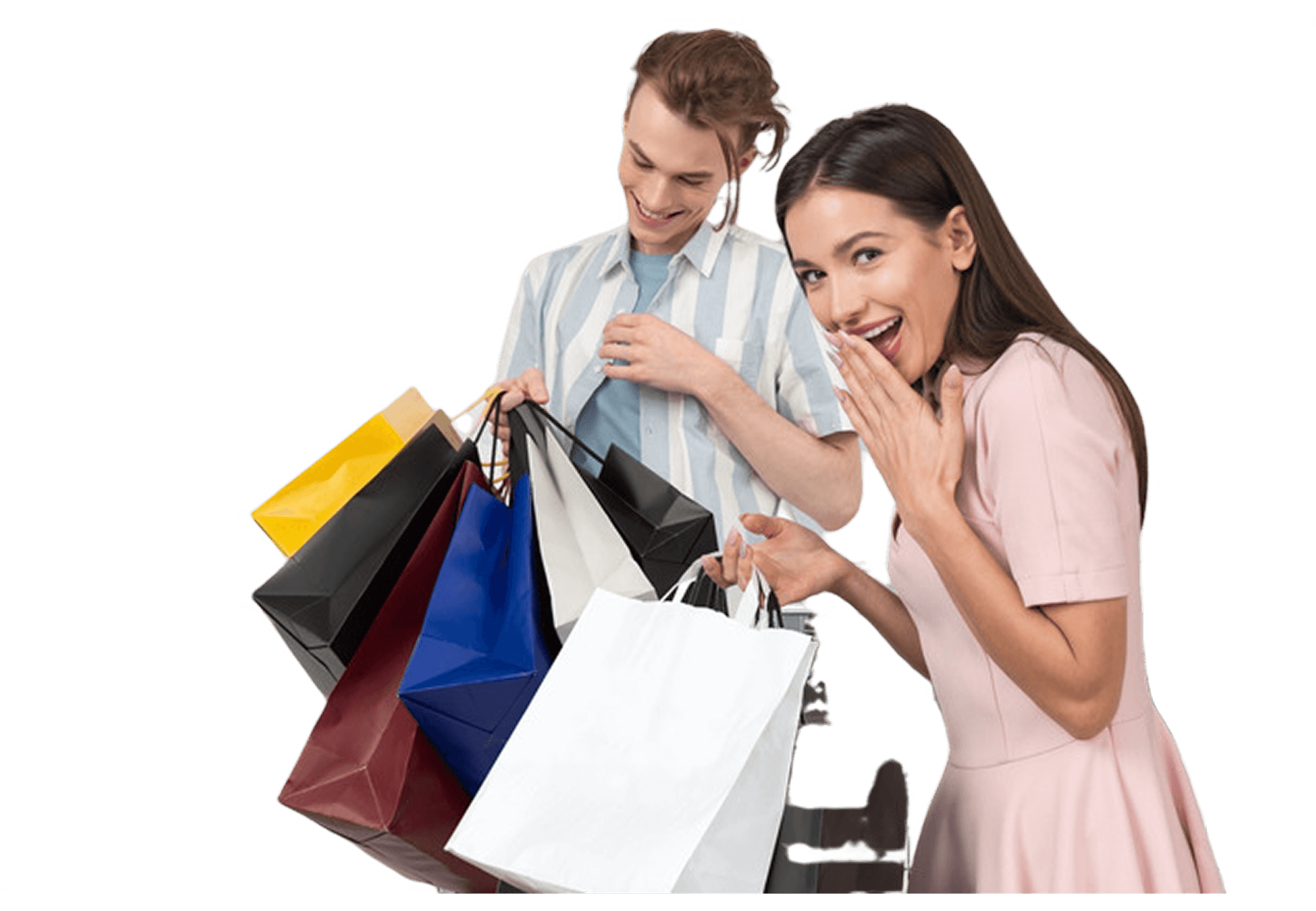 Happy shoppers with bags